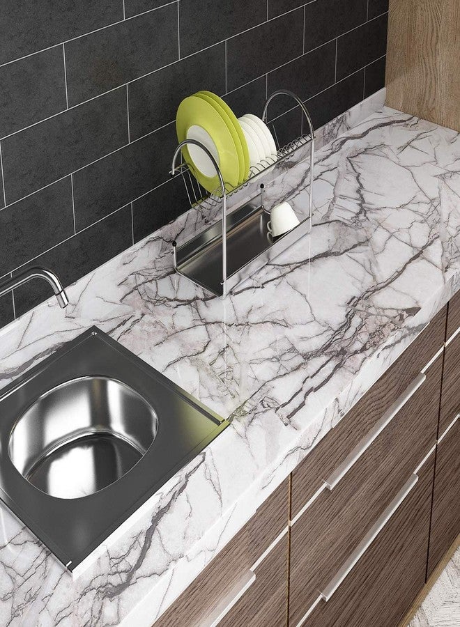 Skin Poster - Marble Gloss Film Vinyl Wall Decal Top Peel and Stick Door Wardrobe Wall Papers Vinyl PVC Self Adhesive for Cupboard Door/Almirah/Fridge/Tabletop/Wall, Floor - '16x48' Inches ( Multi-color ) - Image 4